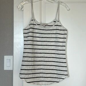 LOFT Striped Lace Tank Top Womens‎ Size S White Black Spaghetti Strap Casual